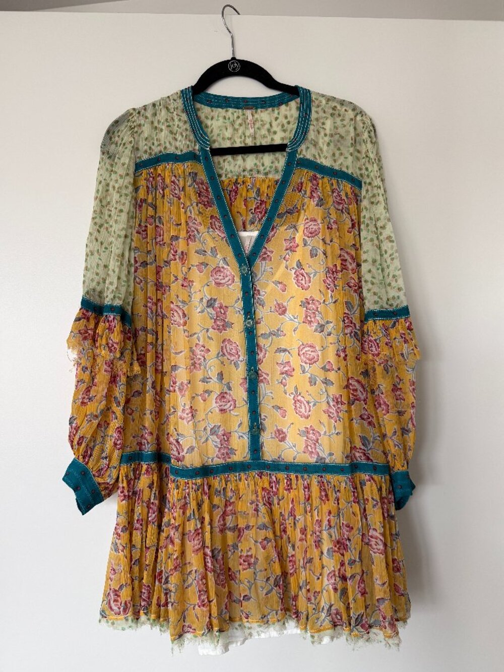 Free People Floral Mini Dress Yellow XS